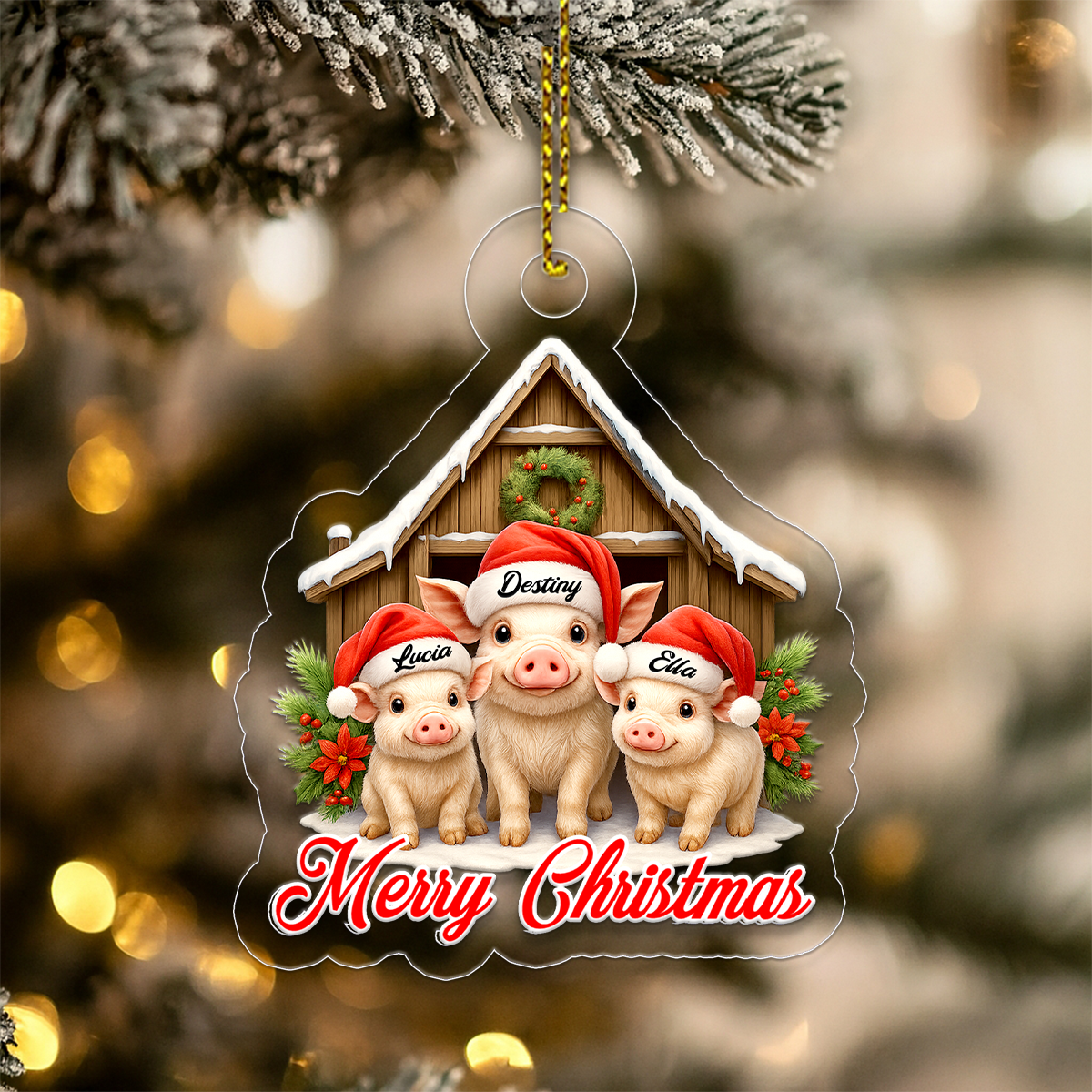 Custom Name Farmer Pig Xmas