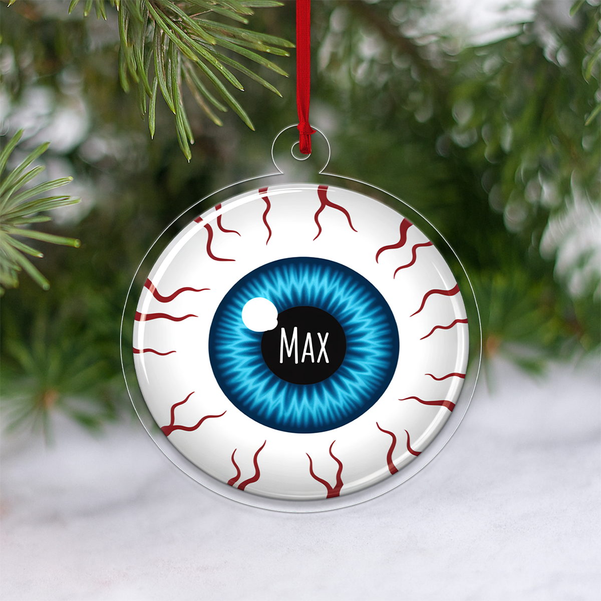 Personalized Veins Eyes Ornament, Custom Creepy Eye Christmas Ornament, Funny Horror Ornament, Unique Gag Gift
