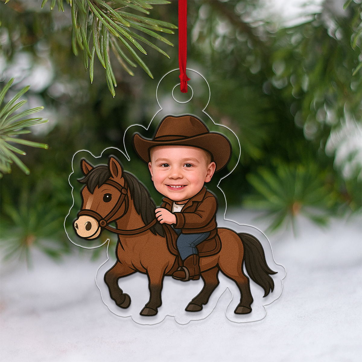 Custom Photo Riding Horse Ornament, Personalized Equestrian Christmas Ornament, Horse Lover Gift, Country Lifestyle Holiday Keepsake