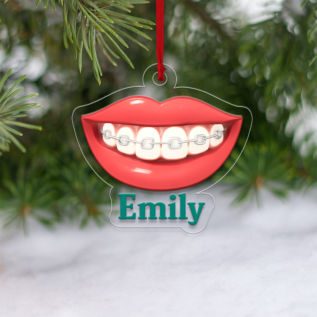 Personalized Smile Orthodontic Ornament, Custom Dentist Christmas Ornament, Braces Gift, Dental Hygienist Ornament, Funny Tooth Decoration