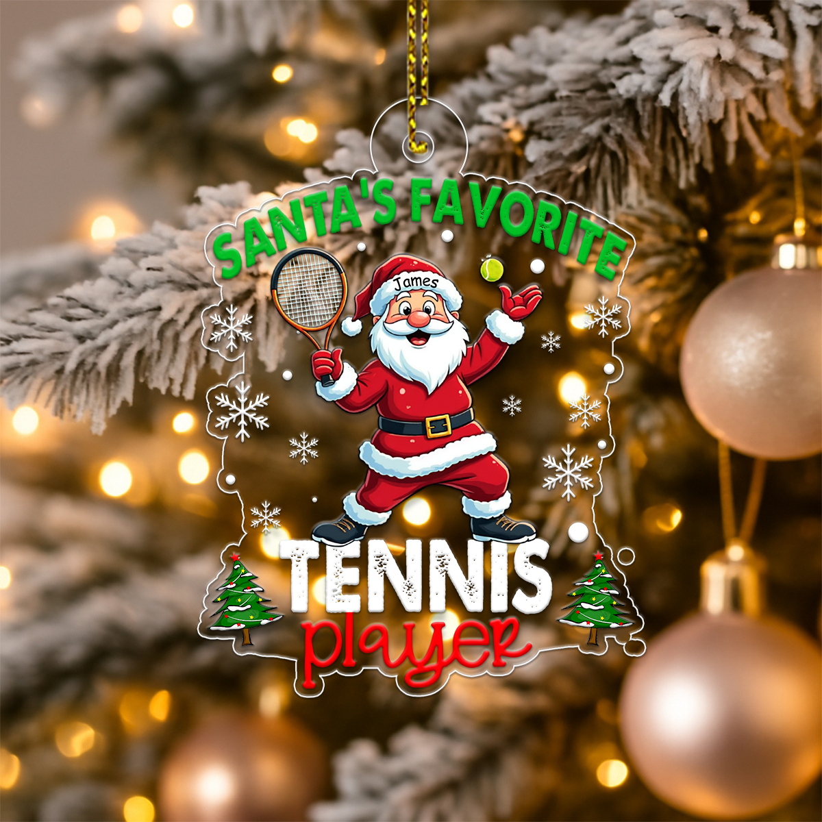 Custom Name Tennis Santa's Favorite Acrylic Ornament Christmas Gift