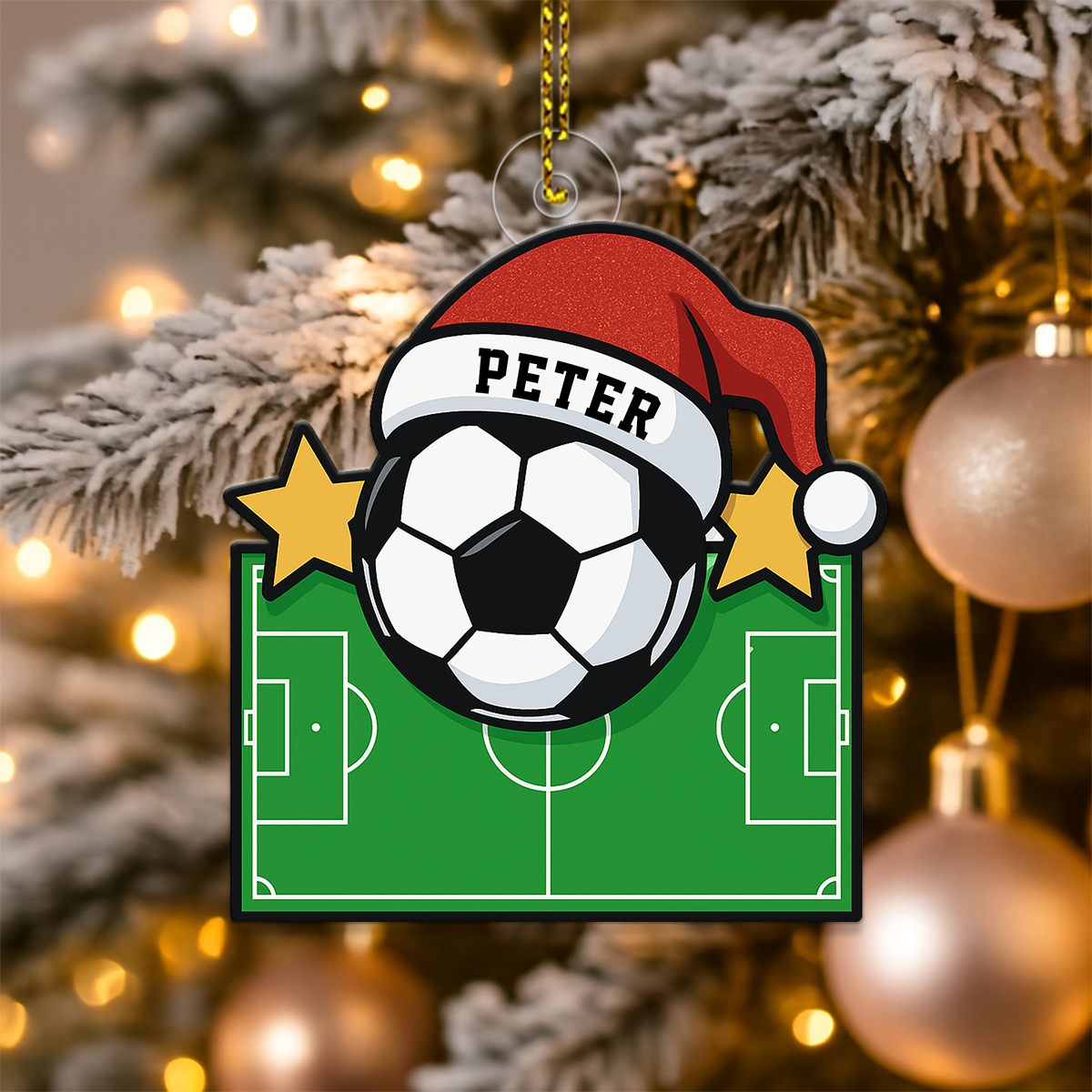 Custom Name Soccer Field Acrylic Ornament Christmas Gift