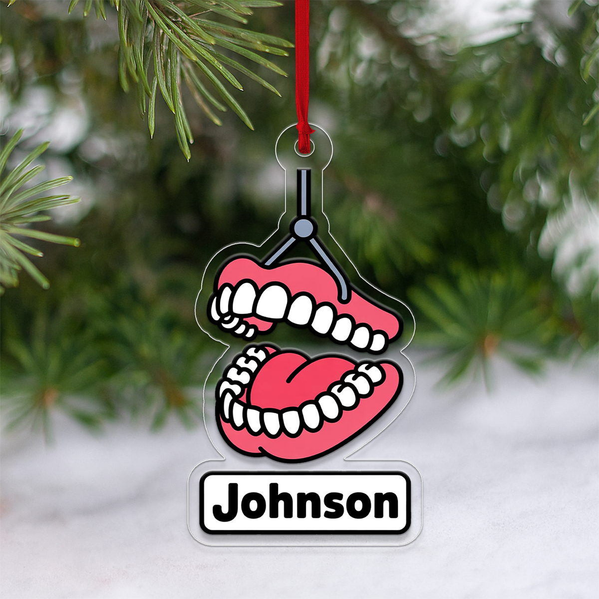 Personalized Open Mouth Dental Ornament, Custom Dentist Christmas Ornament, Orthodontic Braces Gift, Dental Ornament, Funny Tooth Decoration