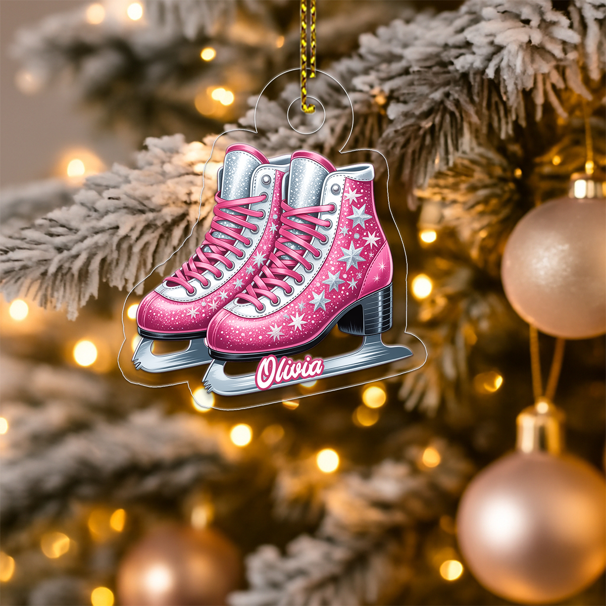 Custom Name Pink Ice Skating For Girl