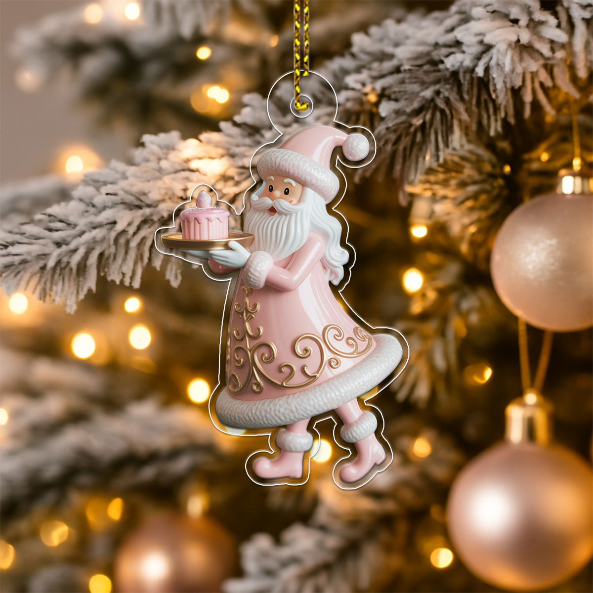 Custom Name Santa Claus Macaron Acrylic Ornament Christmas Gift