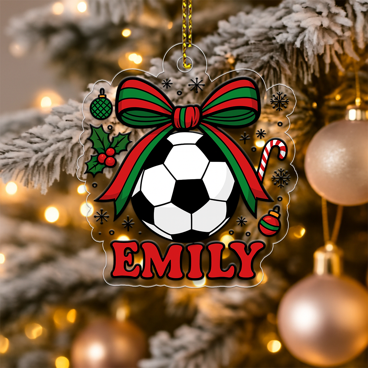 Custom Name Soccer Girl Acrylic Ornament Christmas Gift