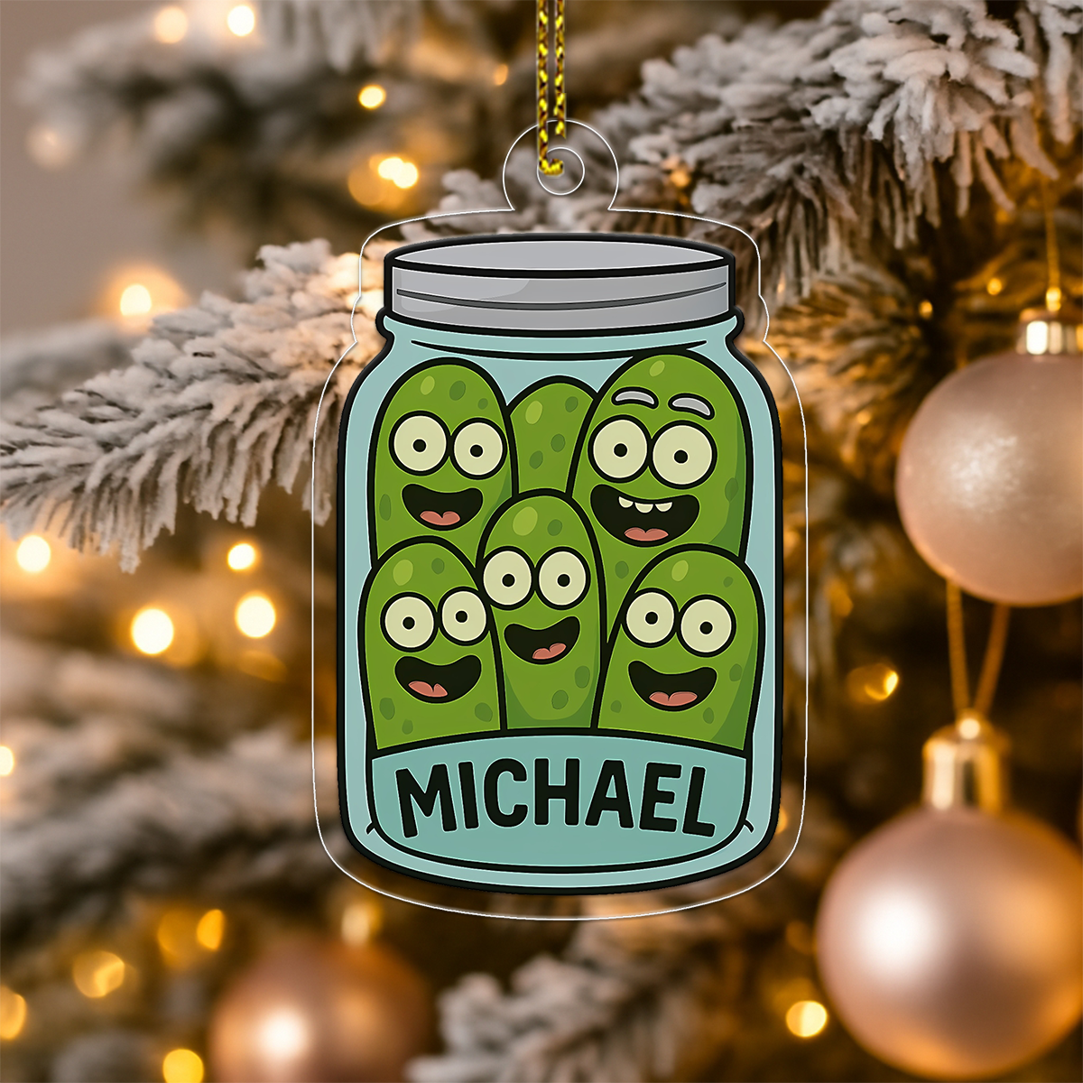 Personalized Funny Pickle Ornament, Custom Christmas Ornament, Pickle Lover Gift, Funny Holiday Decoration, Gift for Friends