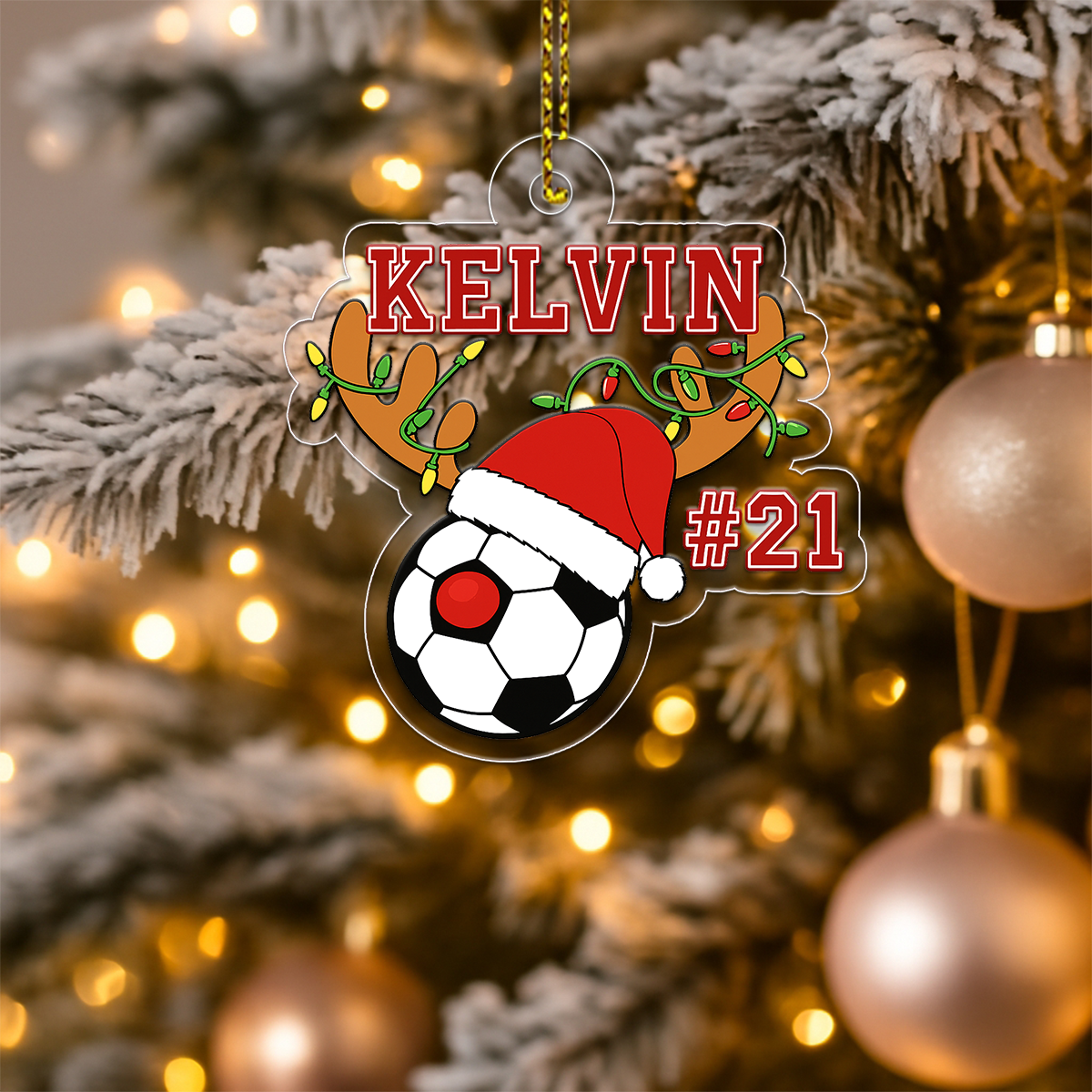 Custom Name And Number Soccer Acrylic Ornament Christmas Gift