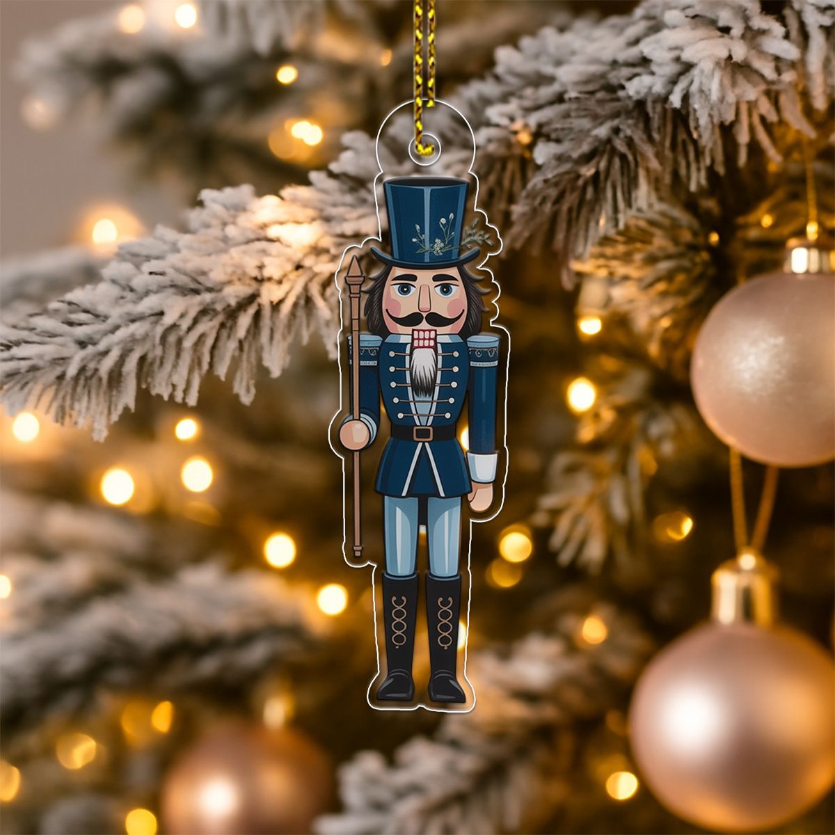 Nutcracker Magnolia Flower Acrylic Ornament Christmas Gift