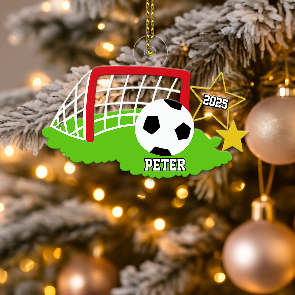 Custom Name Soccer Goal Acrylic Ornament Christmas Gift