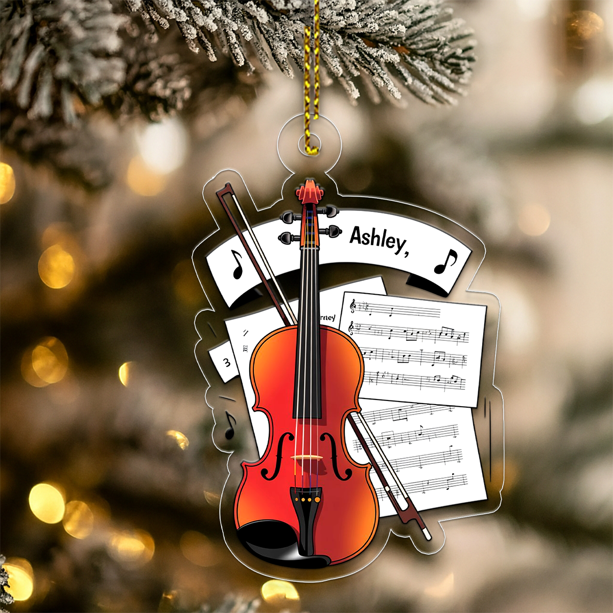 Personalized Music Violin Ornament, Custom Christmas Ornament, Music Teacher Gift, Violin Player Ornament, Orchestra Holiday Keepsake
