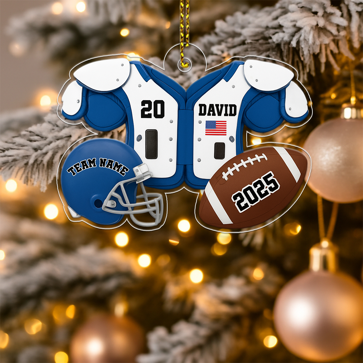 Custom Name Football Uniform 2025 Acrylic Ornament Christmas Gift