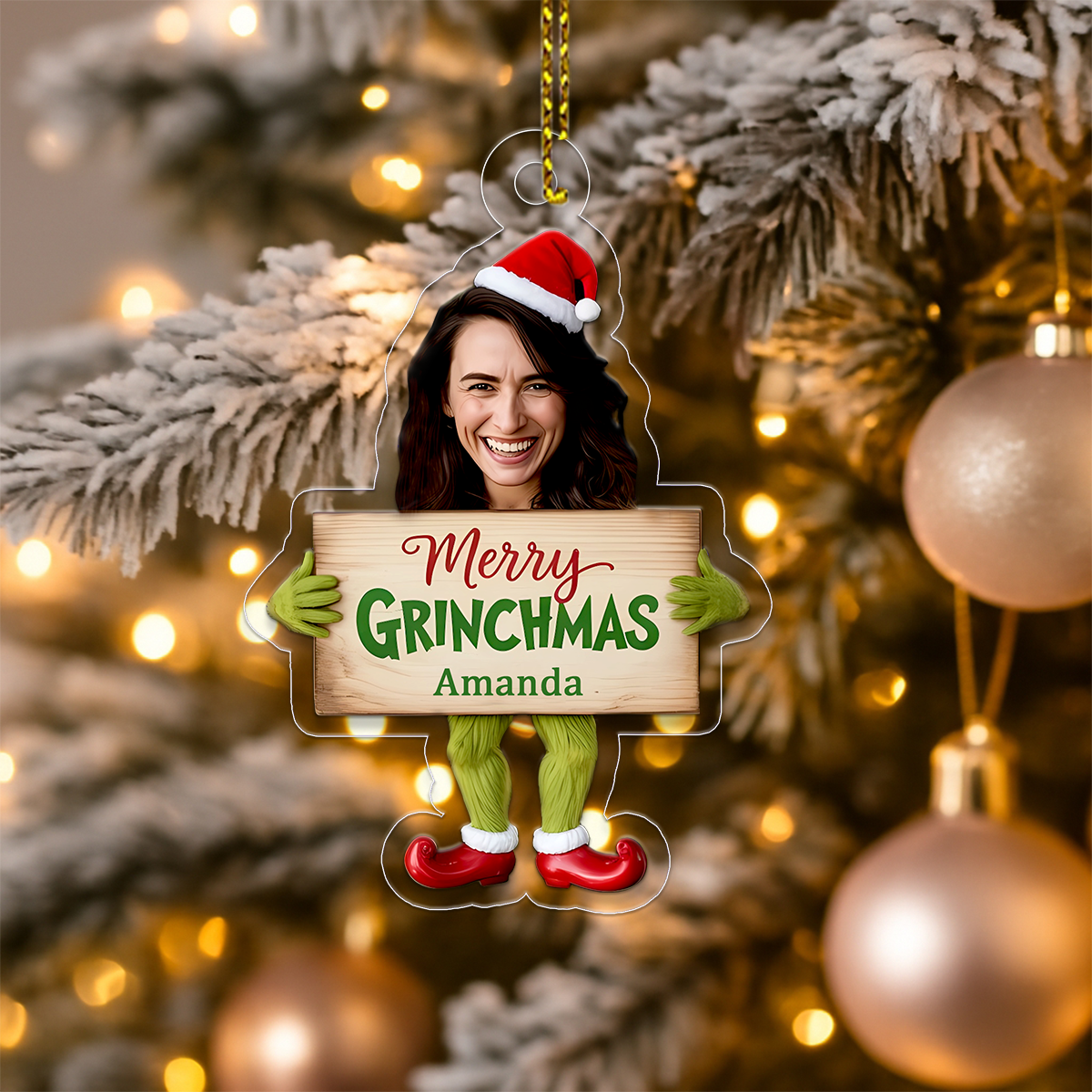 Custom Face Photo Funny Christmas 1 Acrylic Ornament Christmas Gift