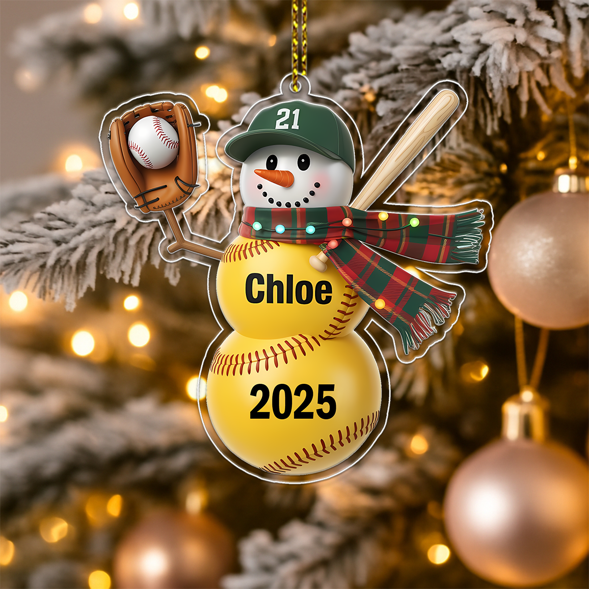 Personalized Softball Acrylic Ornament Christmas Gift