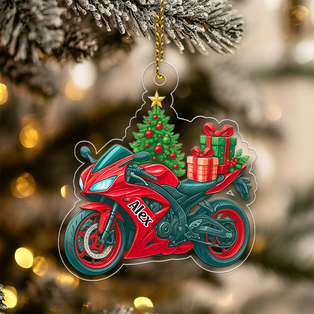 Custom Name Motorbike Xmas Tree