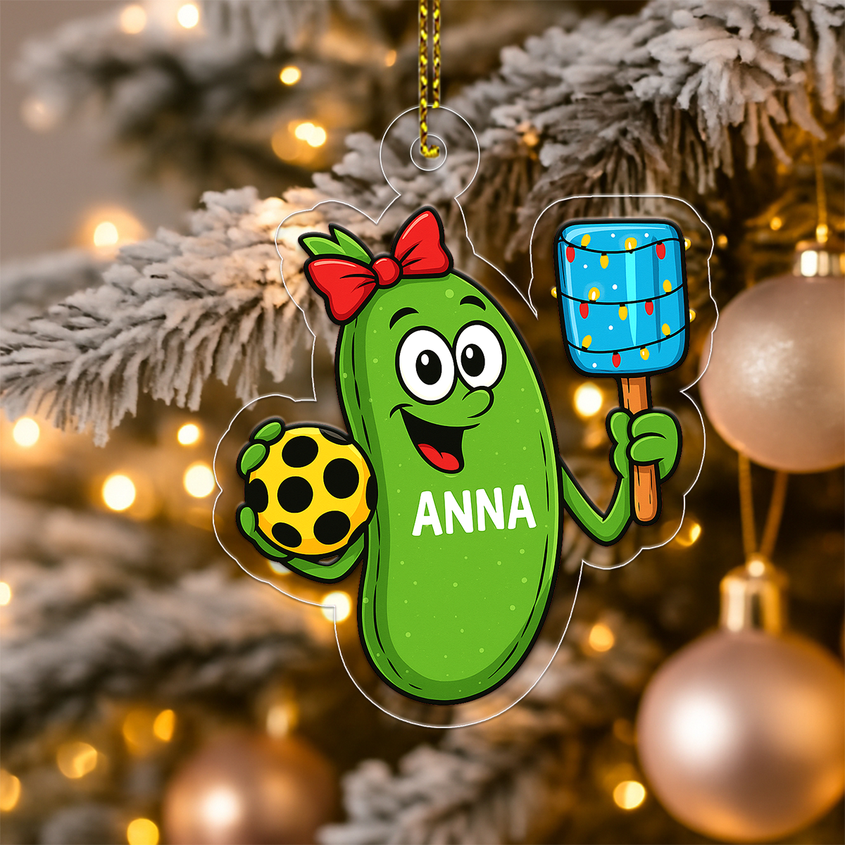 Custom Name Pickleball Girl Acrylic Ornament Christmas Gift