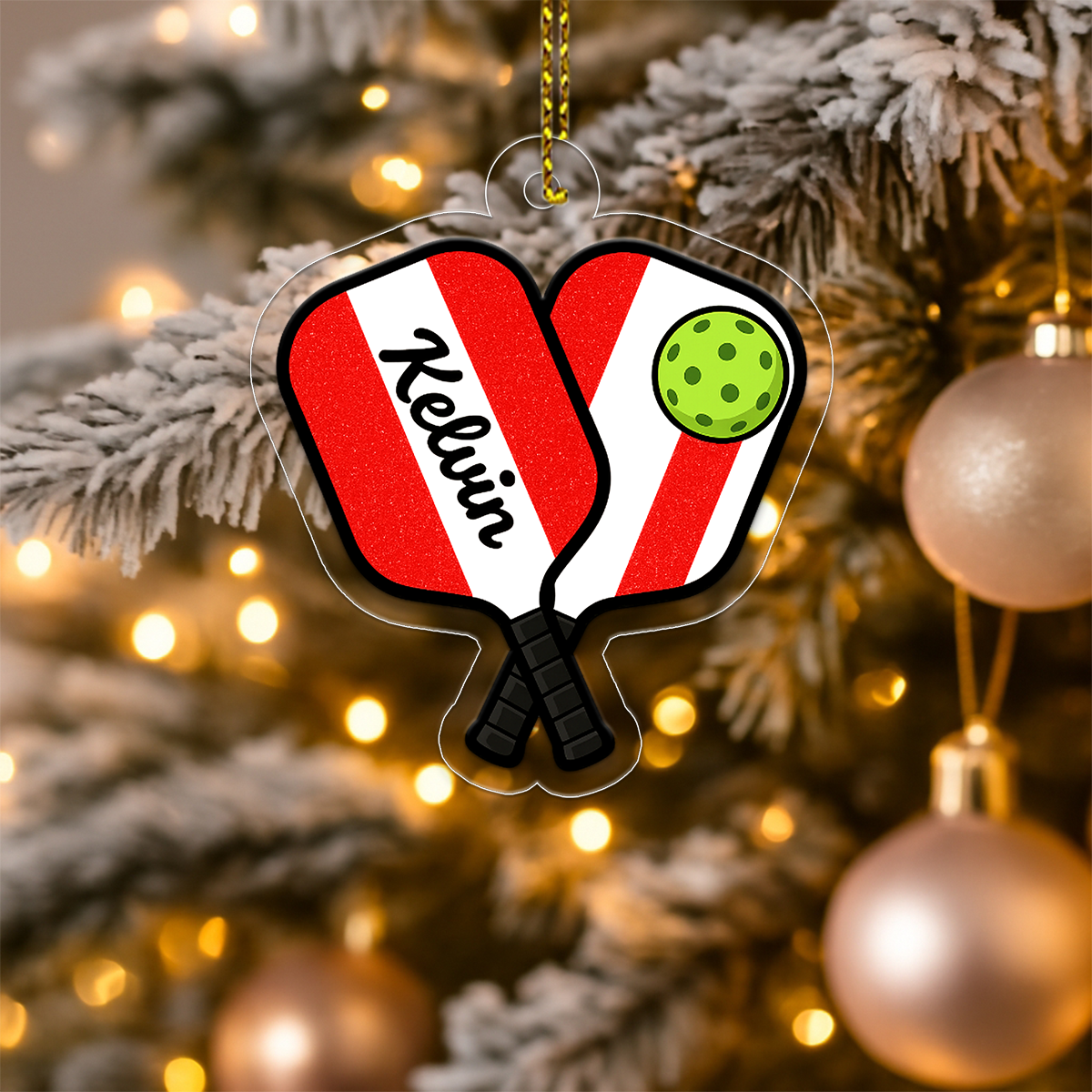 Custom Name Xmas Pickleball Acrylic Ornament Christmas Gift