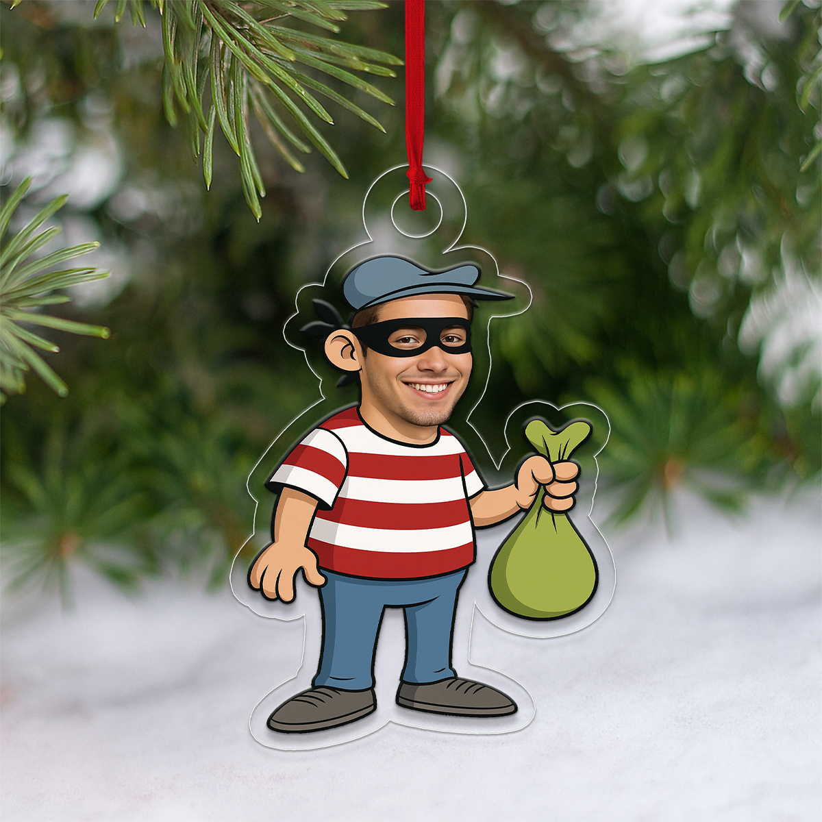 Custom Photo Thief Ornament, Personalized Funny Christmas Ornament, Gag Gift Holiday Decoration, Humor Keepsake, Unique Xmas Ornament