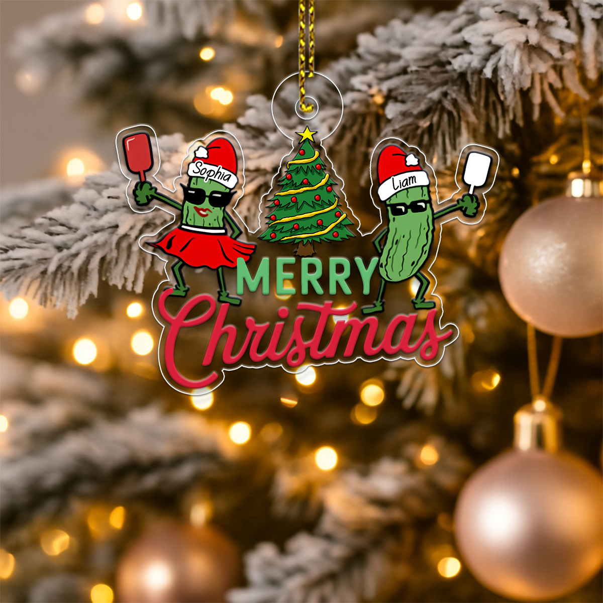 Personalized Pickleball Couple Xmas Acrylic Ornament Christmas Gift
