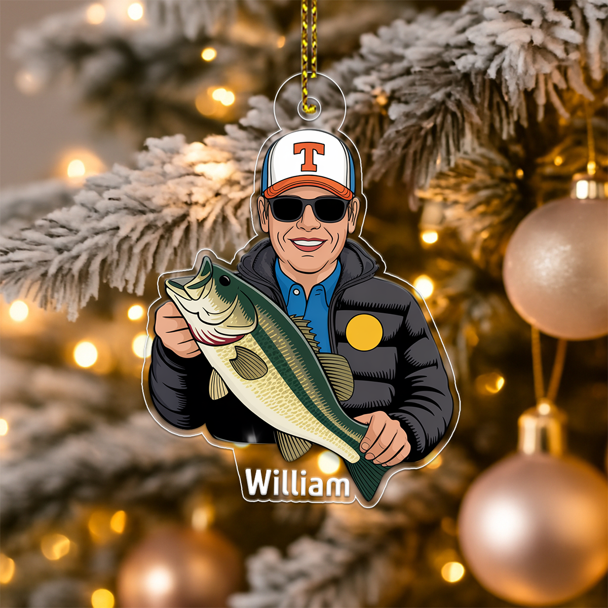 Custom Photo Fisherman Acrylic Ornament Christmas Gift