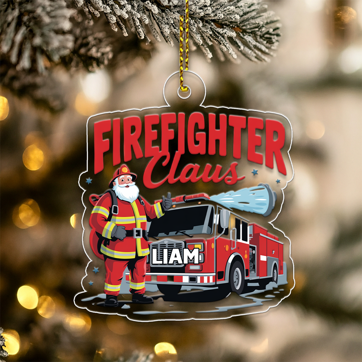 Custom Name Firefighter Claus