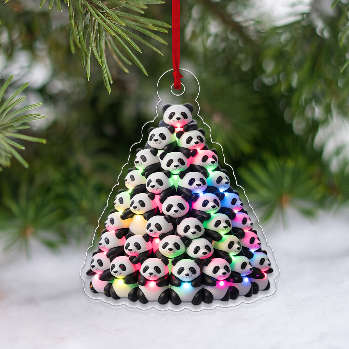 Panda Christmas Tree Shaped Ornament