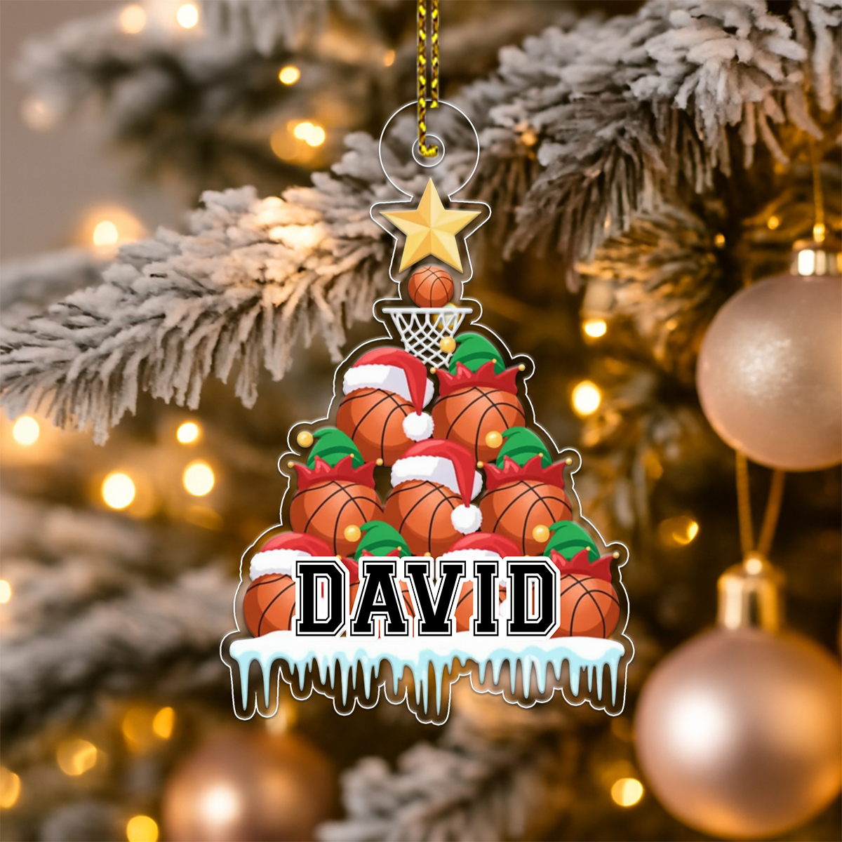 Custom Name Basketball Christmas Tree Acrylic Ornament Christmas Gift