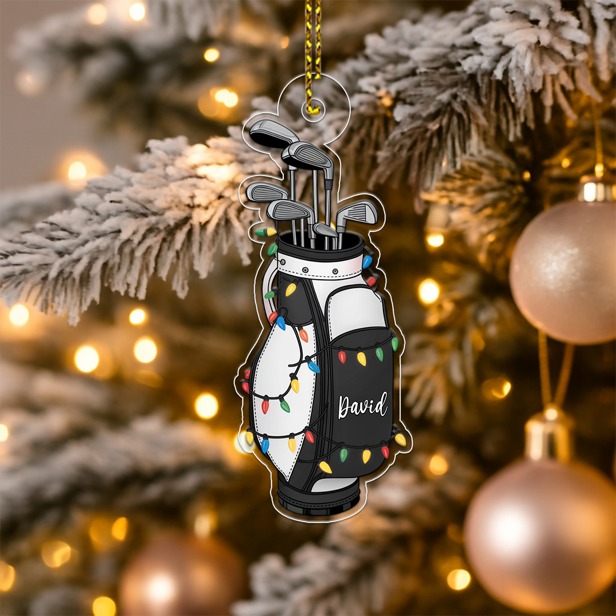Custom Name Golf Backpacks Christmas Acrylic Ornament Christmas Gift