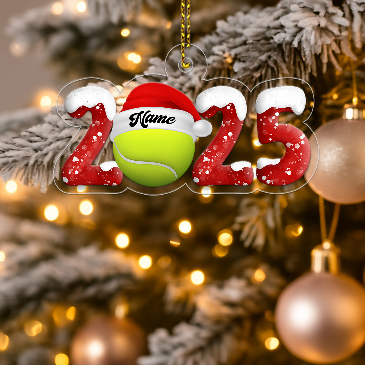 Custom Name Tennis 2025 Lover Acrylic Ornament Christmas Gift