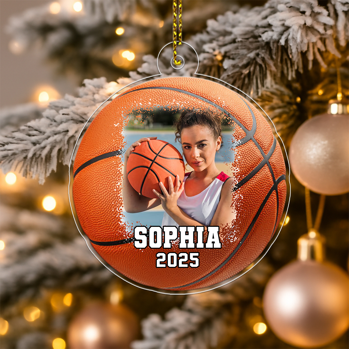 Custom Photo Basketball Player With Name And Number Acrylic Ornament Christmas Gift