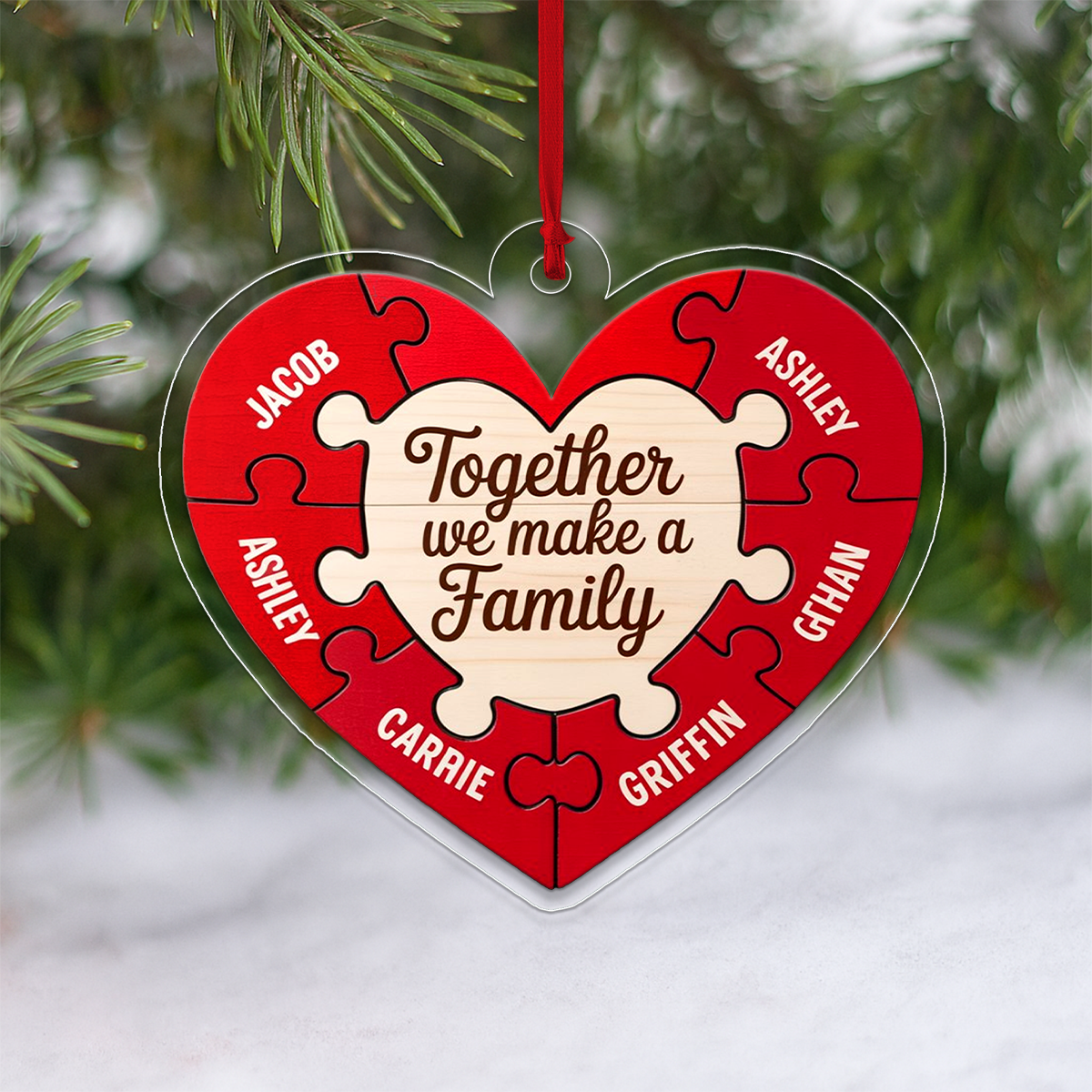 Personalized Together We Make A Family Heart Ornament, Custom Family Christmas Ornament, Parents Gift, Love Keepsake Holiday Decoration