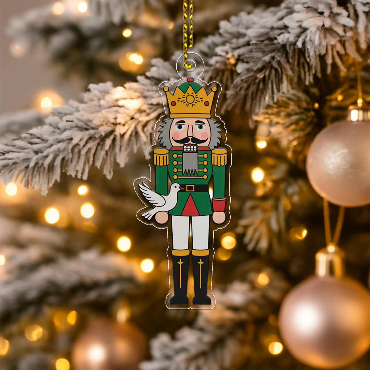 Nutcracker Dove Bird Acrylic Ornament Christmas Gift