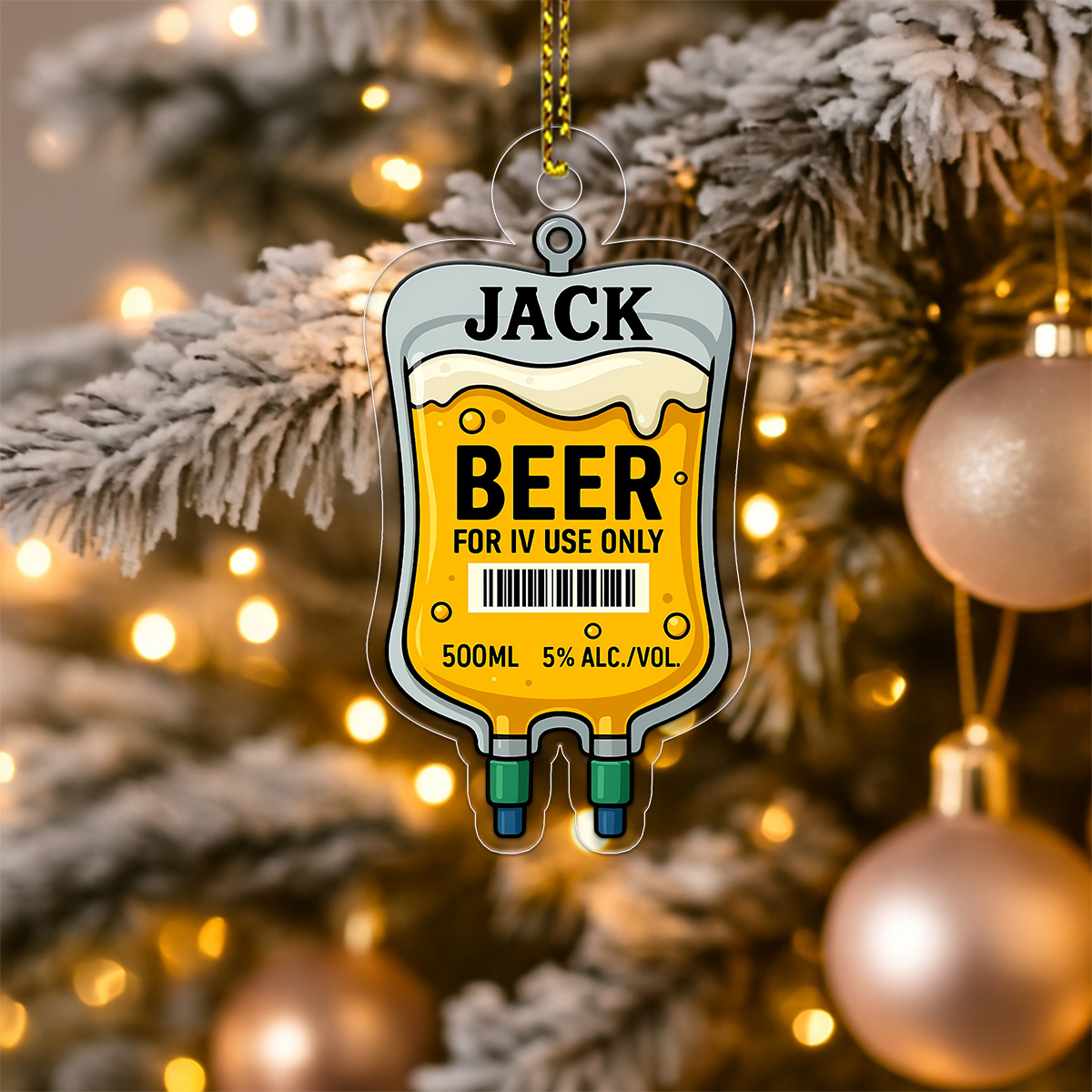 Personalized Funny Beer Bag Ornament, Custom Beer Lover Christmas Ornament,Gift for Beer Drinkers, Holiday Party Decoration, Unique Keepsake