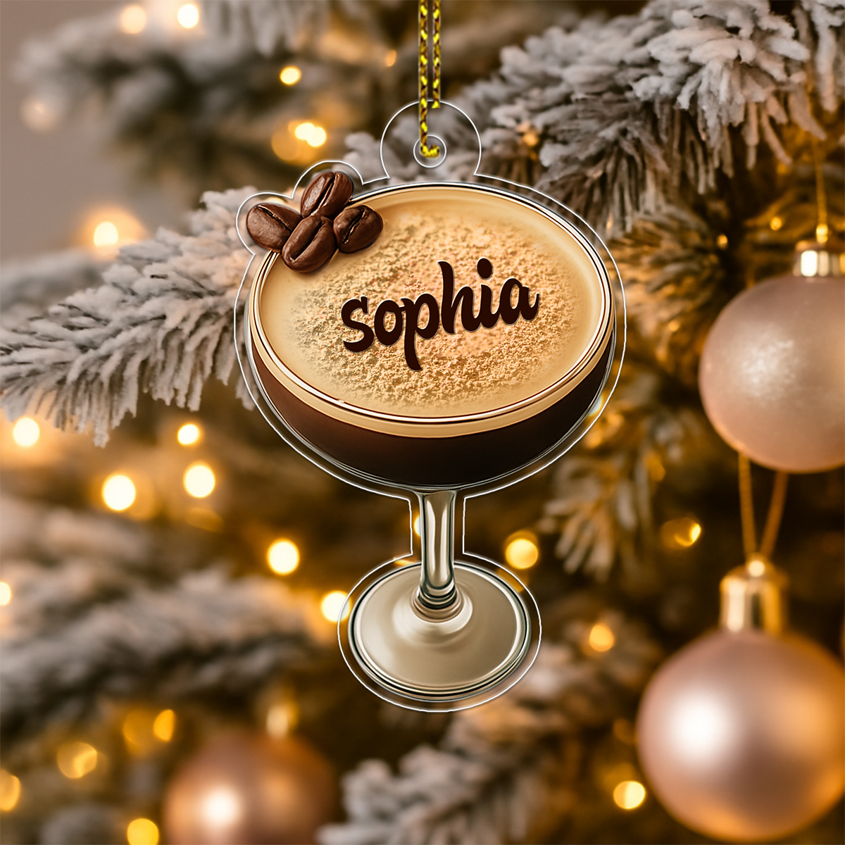 Custom Name Espresso Martini Drink Lover Acrylic Ornament Christmas Gift