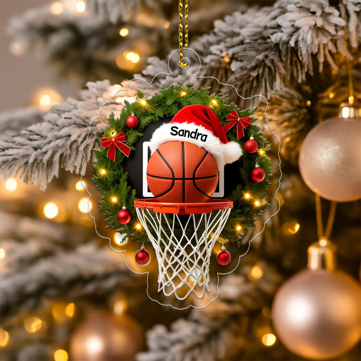 Custom Name Basketball Merry Xmas Acrylic Ornament Christmas Gift