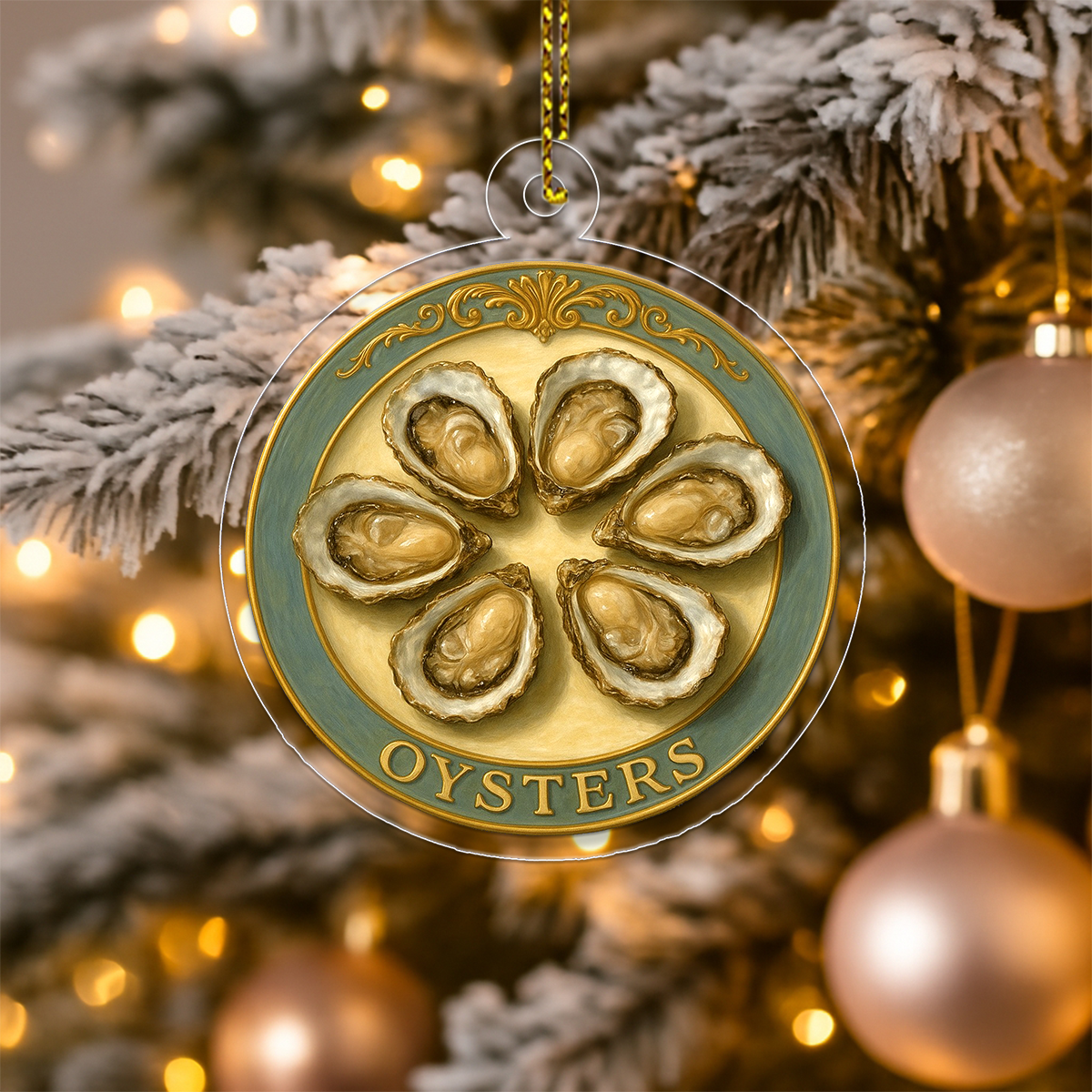 Personalized Funny Oyster Ornament, Gag Christmas Ornament, Seafood Lover Gift, Unique Holiday Decoration, Fun Keepsake for Foodies