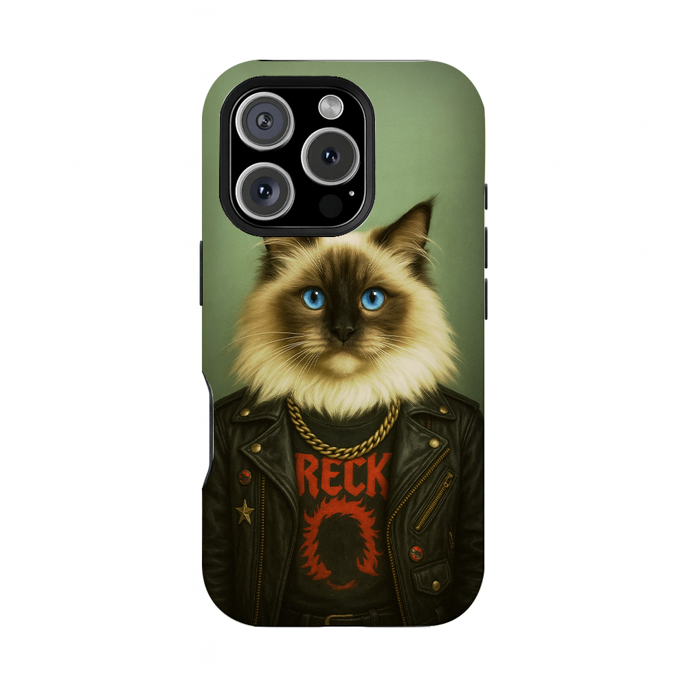 Custom Photo Rock n Roll Cat Phone Case _ Gift For Cat Lovers