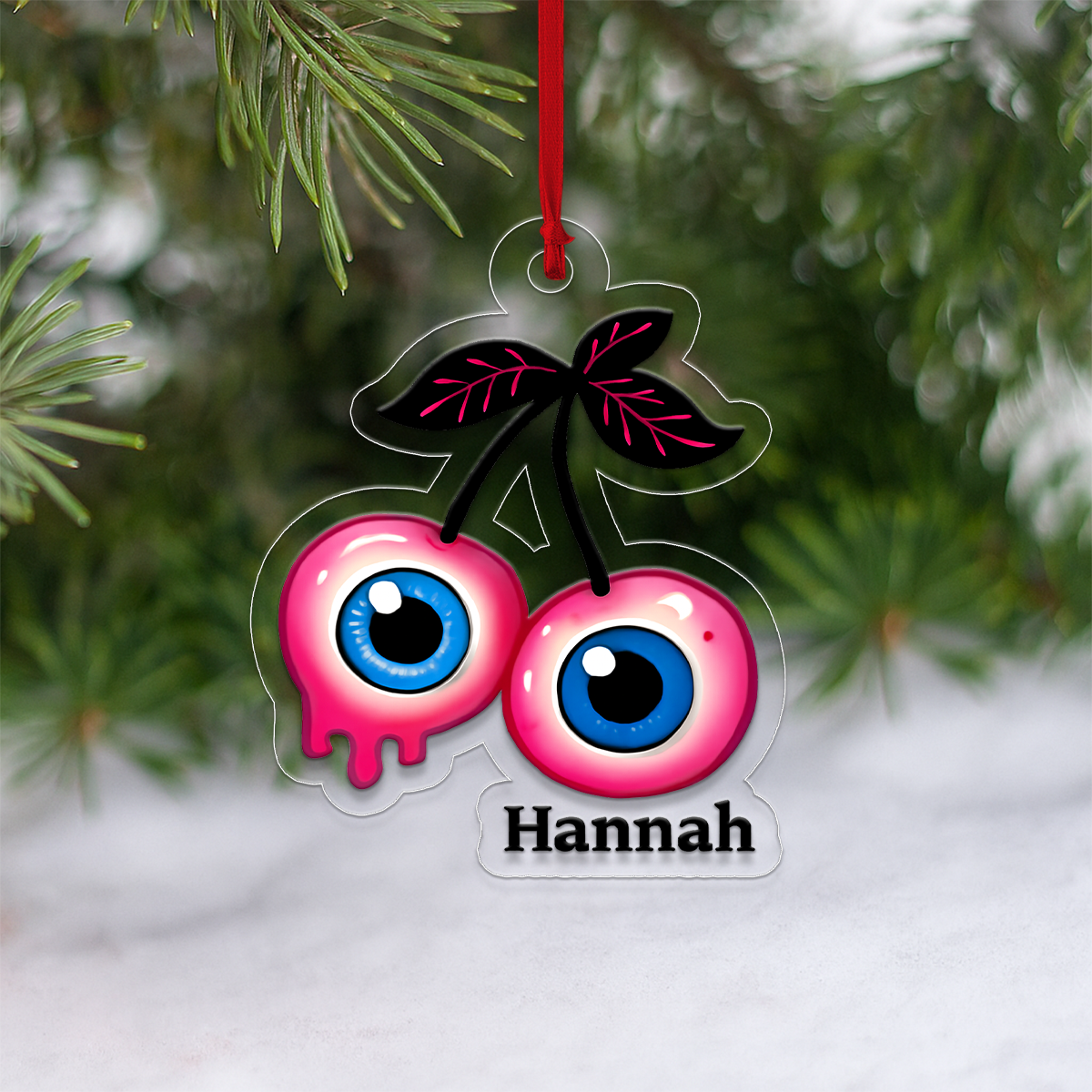 Personalized Cherries Eyes Ornament, Custom Creepy Fruit Christmas Ornament, Funny Horror Ornament, Holiday Decoration, Unique Gag Gift