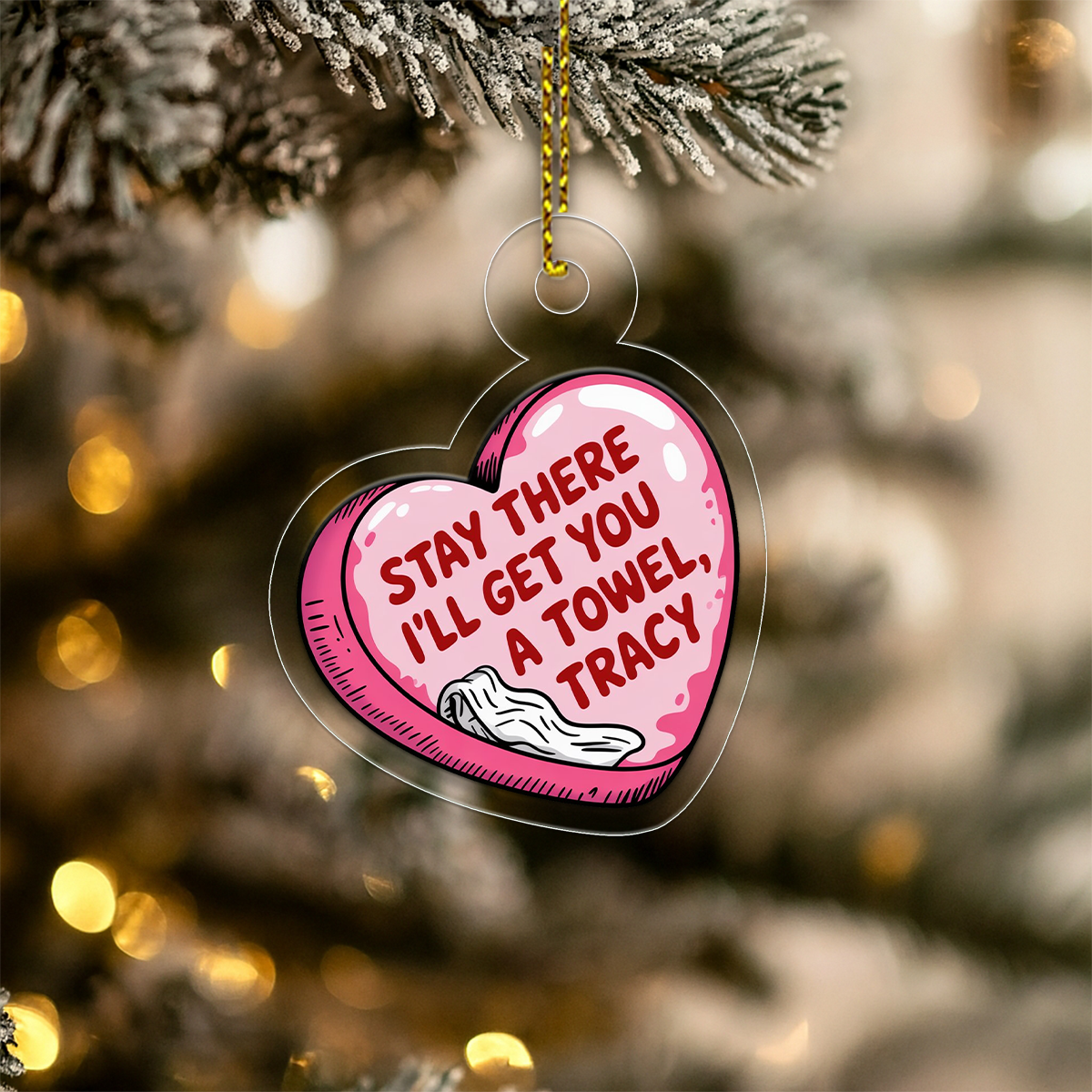 Personalized Stay There I'll Get You A Towel Ornament, Funny Couple Ornament, Custom Bathroom Humor Ornament, Naughty Christmas Gag Gift