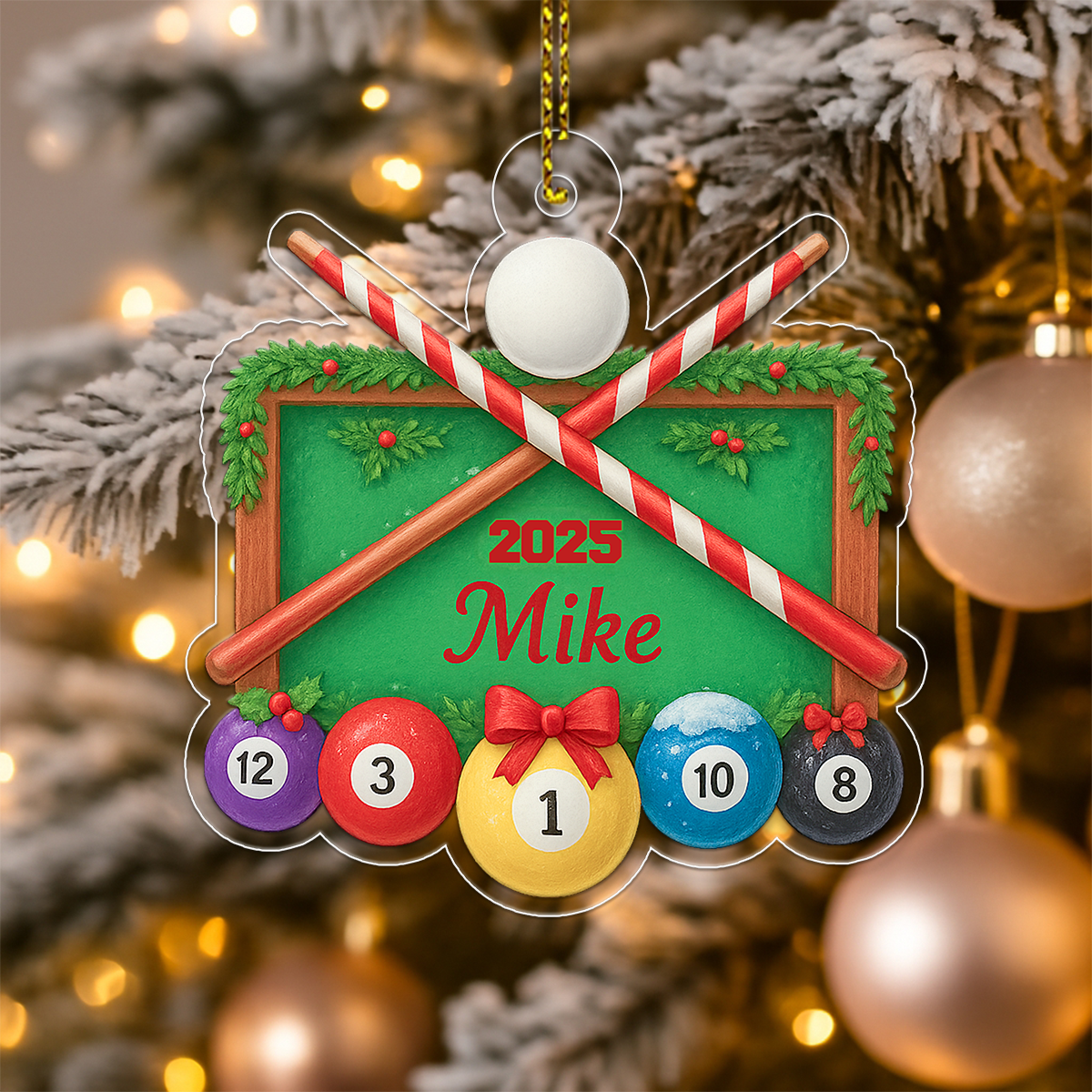 Custom Name Billiard Merry Christmas