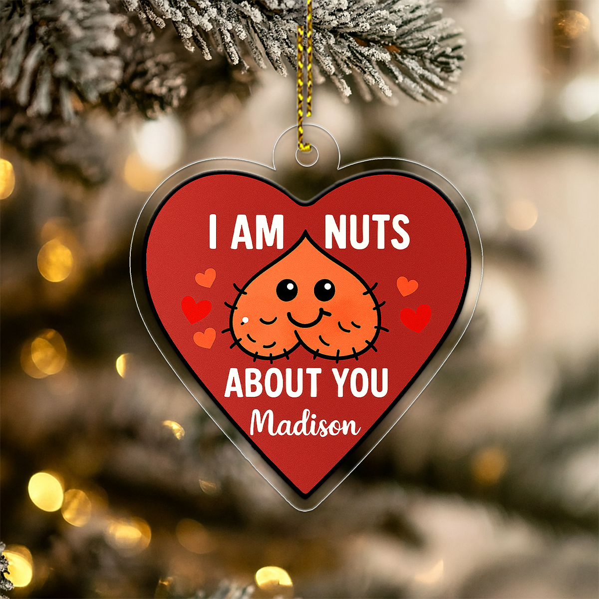 Personalized I Am Nuts About You Ornament, Custom Couple Ornament, Funny Love Gift, Adult Ornament, Peanut Love Gift