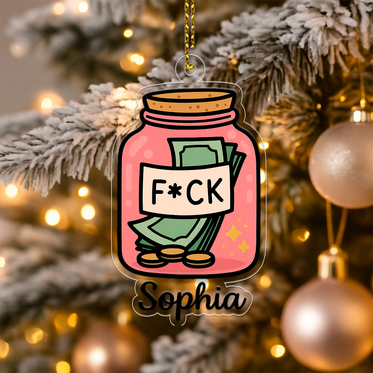 Personalized Funny Swear Jar Ornament, Custom Money Jar Christmas Ornament, Adult Humor Gag Gift, Funny Decoration, Holiday Keepsake