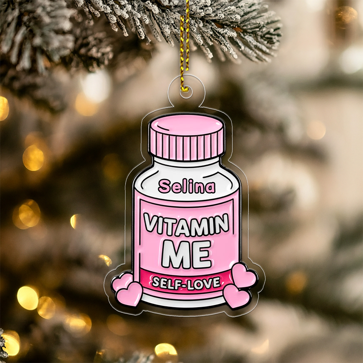 Personalized Vitamin Me Self Love Ornament, Custom Christmas Ornament, Funny Self Care Ornament, Mental Health Gift, Couple Ornament