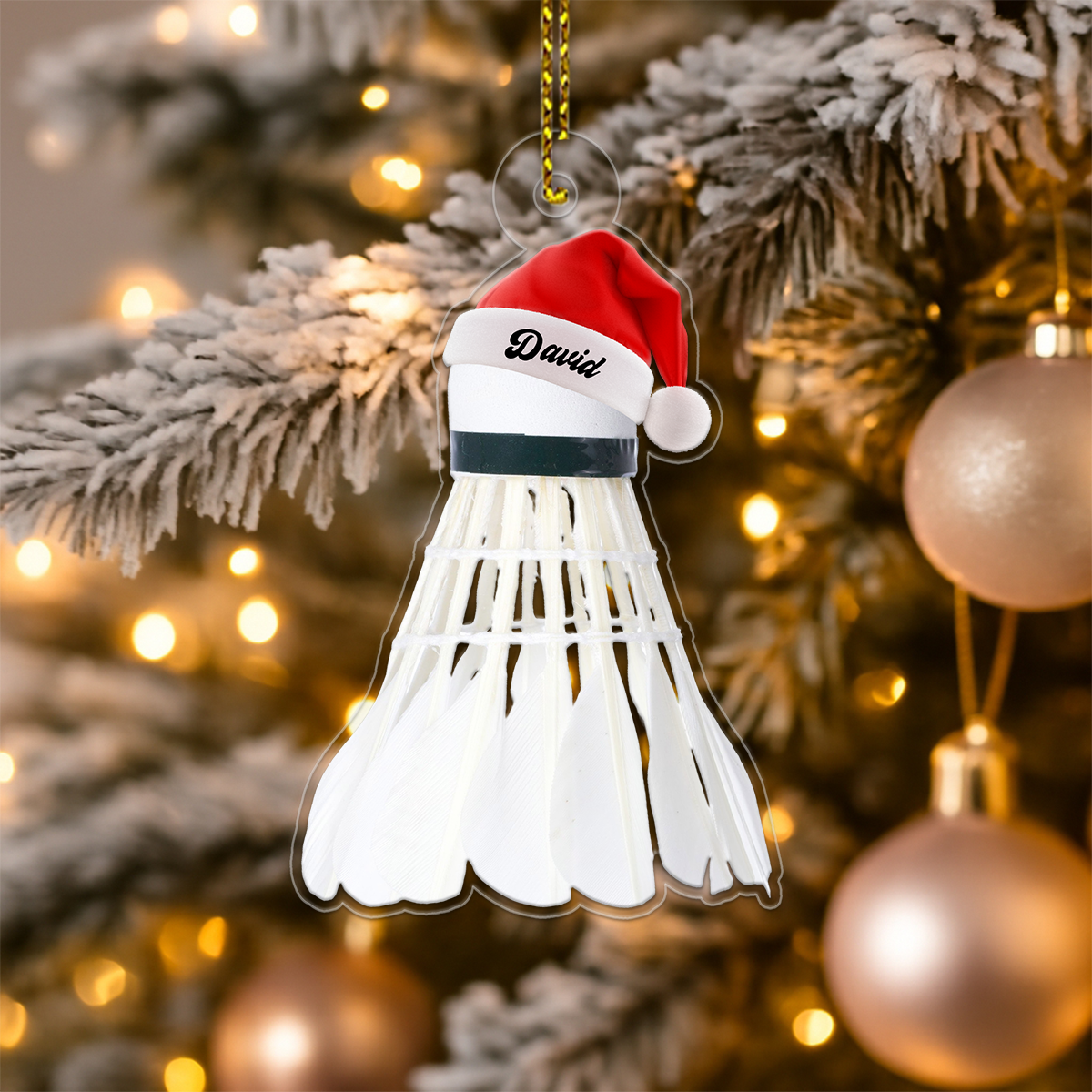 Custom Name Santa Badminton Acrylic Ornament Christmas Gift