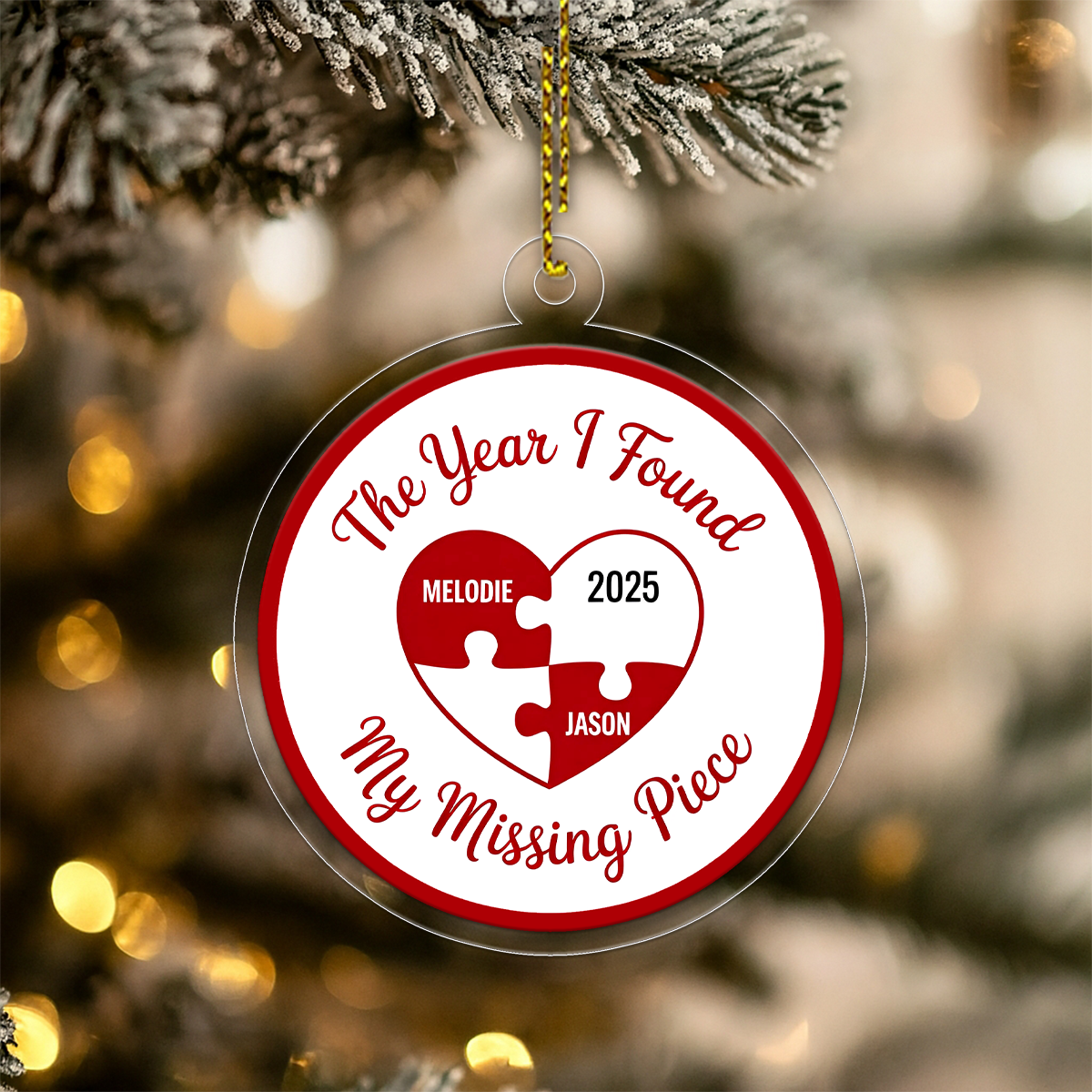 Personalized The Year I Found My Missing Piece Ornament, Custom Couple Christmas Ornament, Engagement Gift, Wedding Anniversary Keepsake