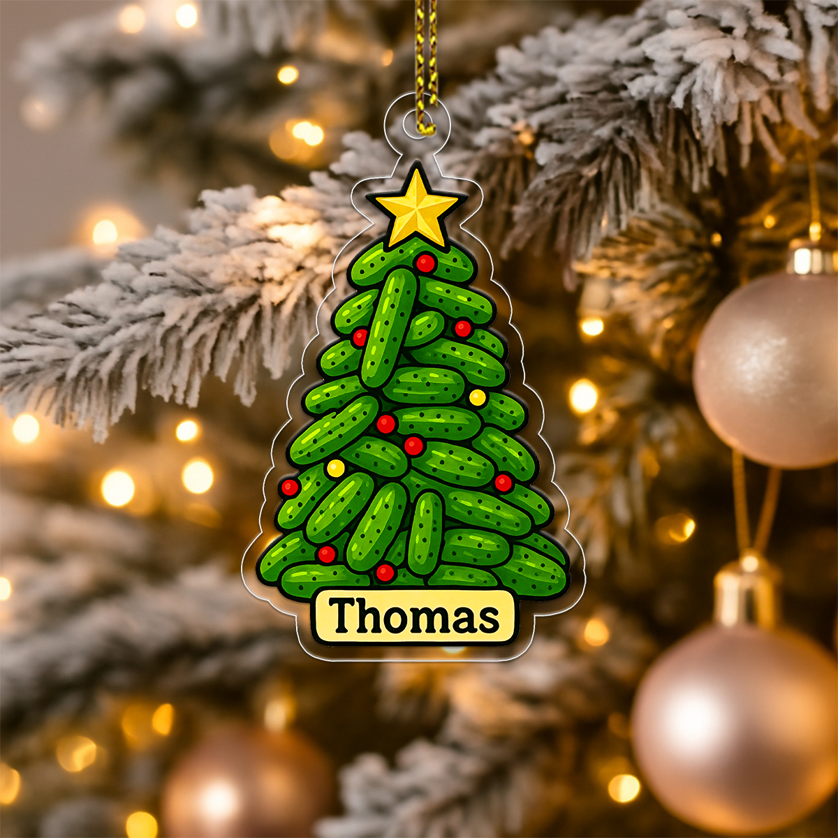 Personalized Pickle Christmas Tree Ornament, Custom Funny Holiday Ornament, Gift for Pickle Lovers, Christmas Decoration, Holiday Keepsake