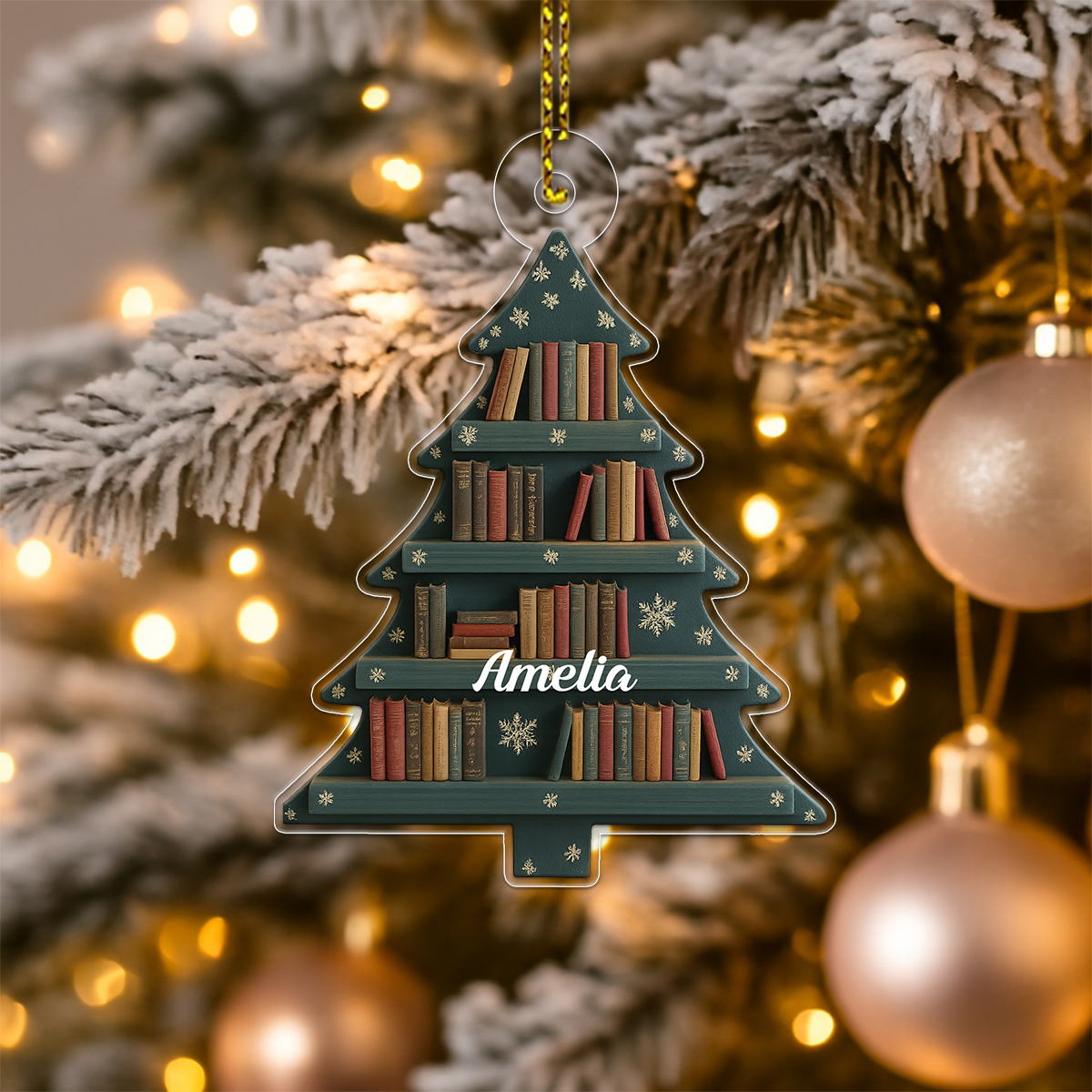 Custom Name Book Xmas For Reader Acrylic Ornament Christmas Gift