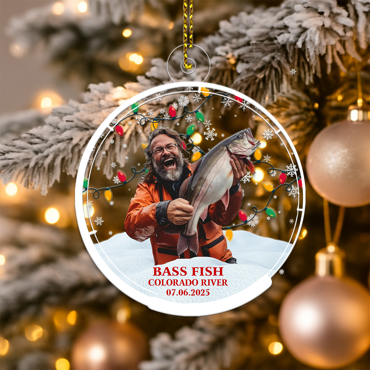 Custom Photo Fishing Christmas Acrylic Ornament Christmas Gift