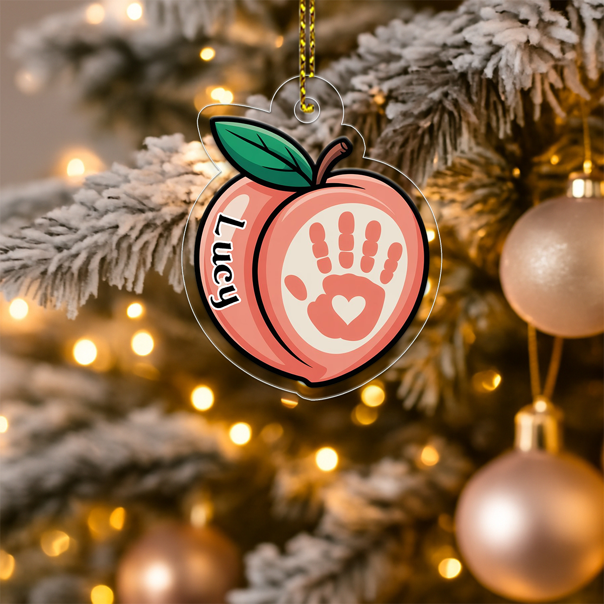 Funny Hand On Peach Ornament, Personalized Christmas Ornament, Naughty Humor Gift, Holiday Keepsake for Adults, Quirky Holiday Decoration