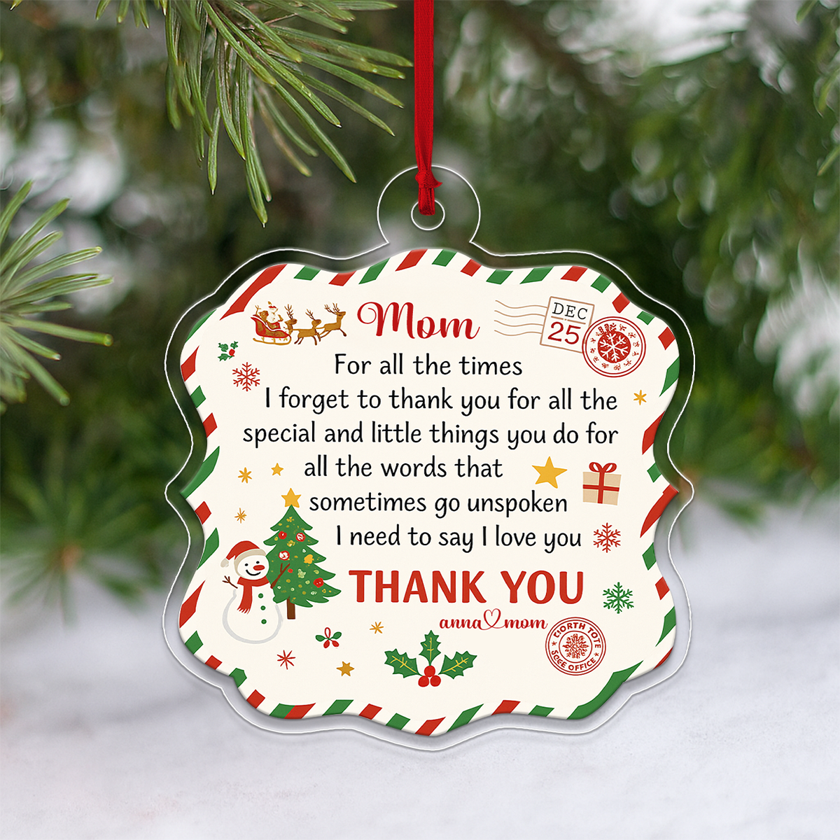 Custom Name Letter Dear Mom Xmas